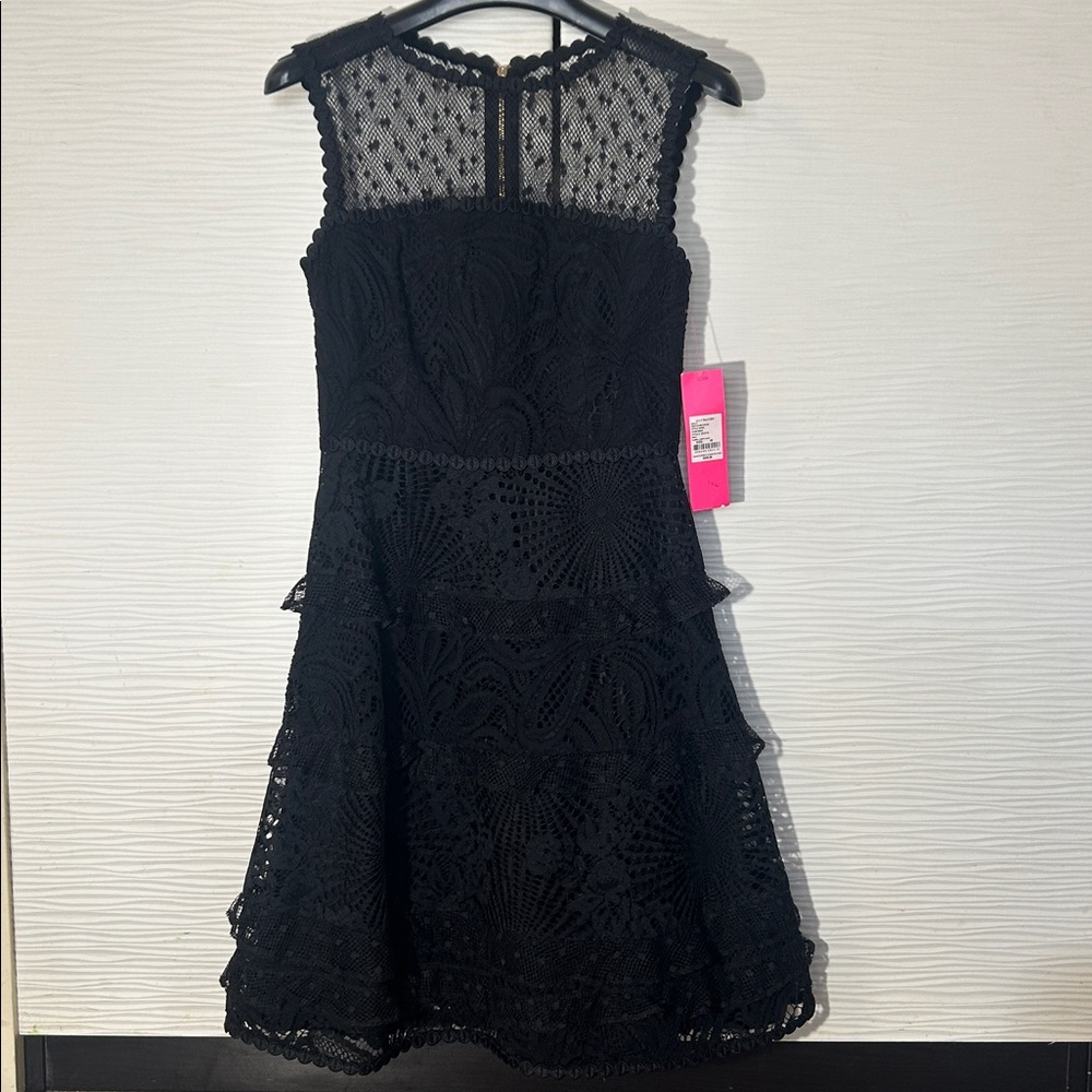NWT Lilly Pulitzer Black Lace Mini Dress, Sz 00 (fits like XS)